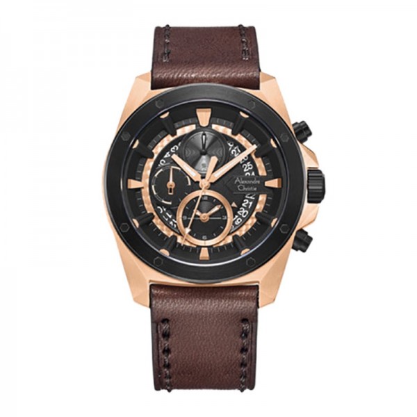 Alexandre Christie AC 6594 Rosegold Brown Leather MCLBRBA